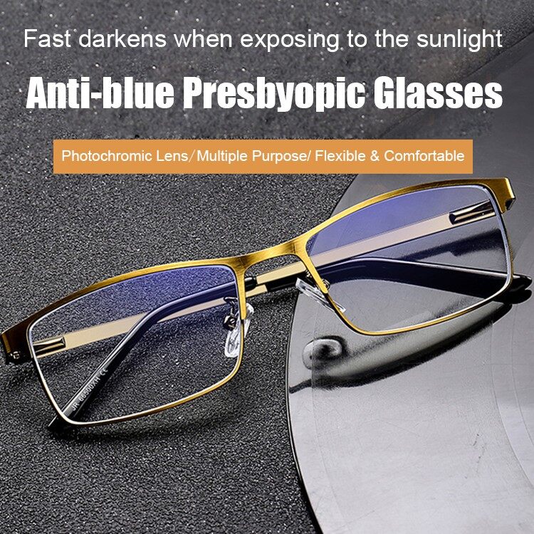 ECOOL Lelaki Wanita Rimless Membaca Kaca Bifocal Jauh Berhampiran Anti Biru Cahaya Pembesaran Eyewear Kacamata Presbyopic Diopter + 150 TR90