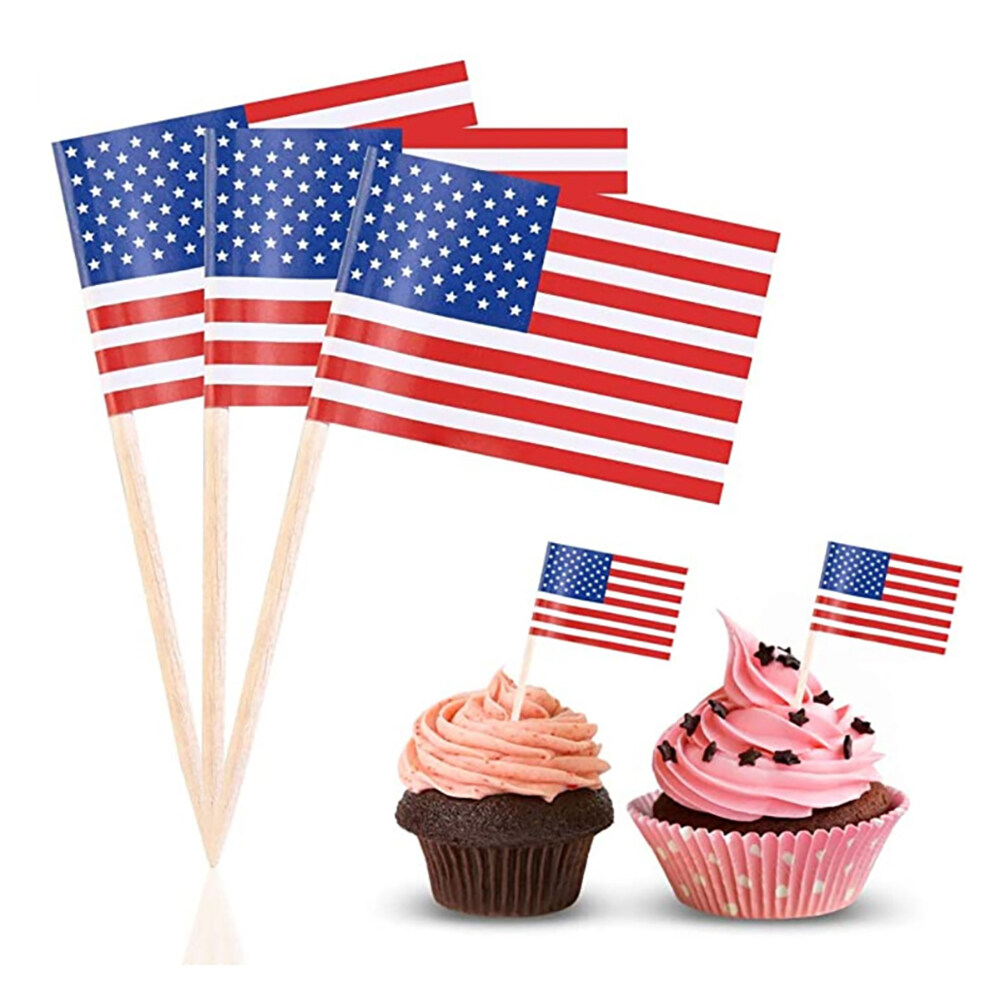 Wooden Toothpicks Decorative Mini Portable Paper National Flag Toothpicks Fruit Sticks Celebration Props 100pcs for Sport Events